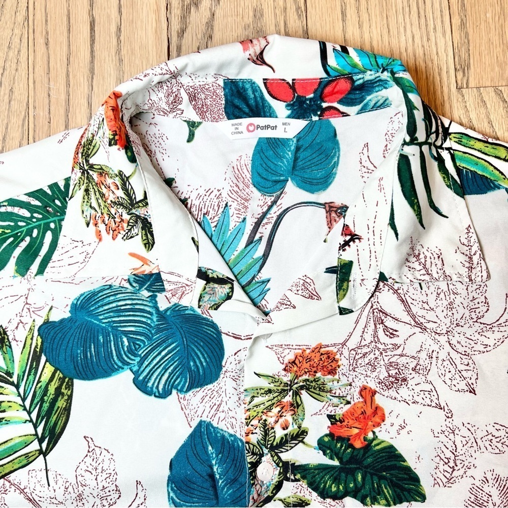 PatPat Men’s Hawaiian Print Lightweight Button Down Top Size Large - Picture 2 of 11